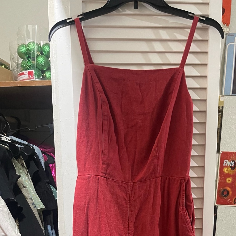 Red cropped jumpsuit